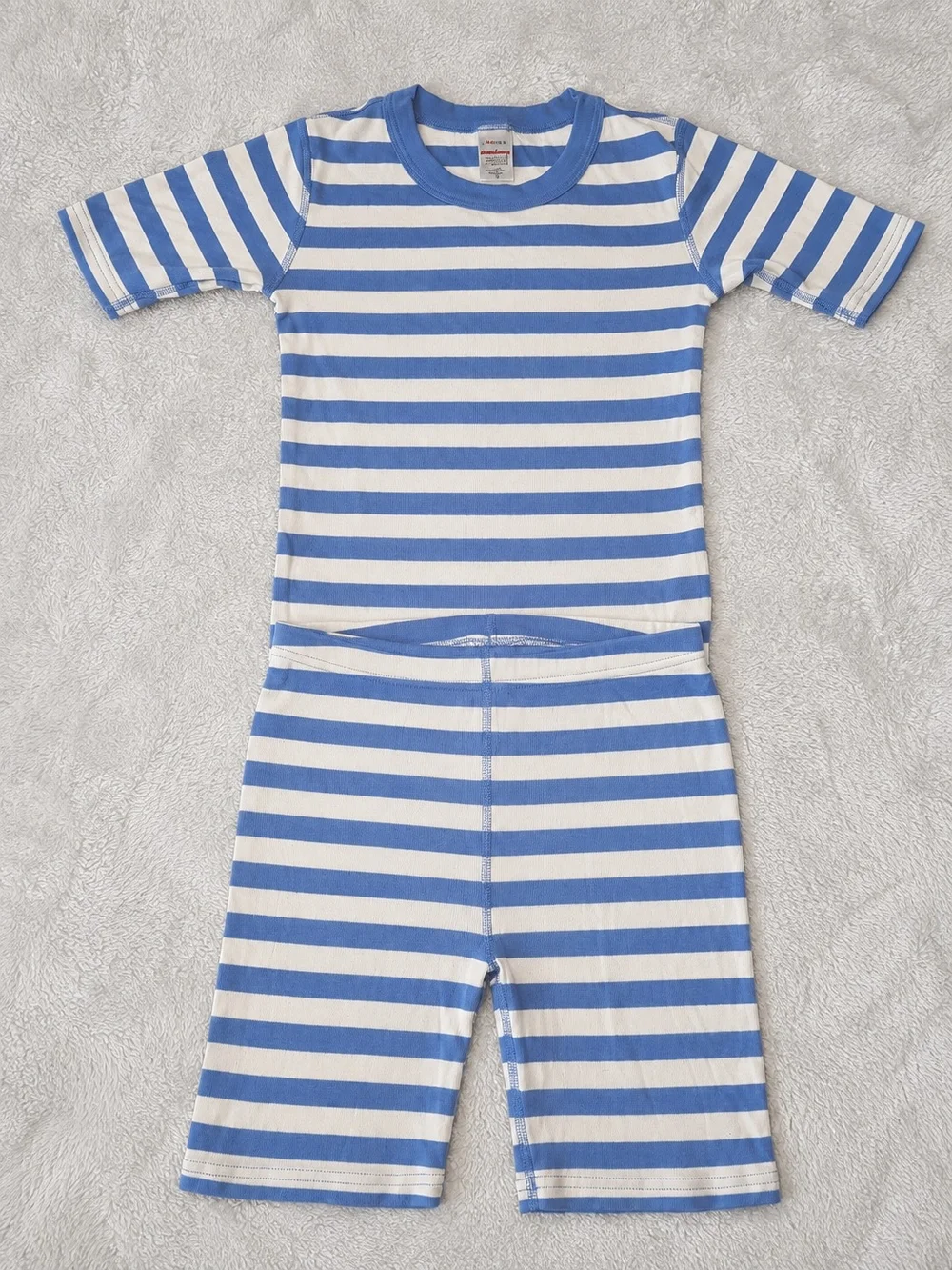 Hanna Andersson Blue and White Striped Short Pajama Set